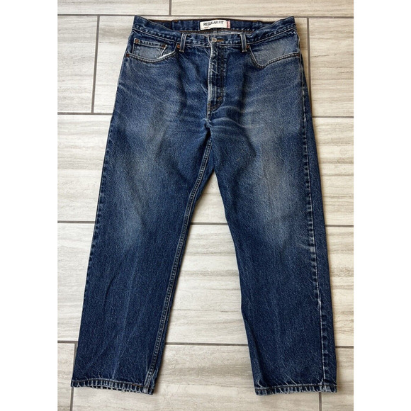 Levi's 505 Regular Fit 38x29 Blue Jeans 100% Cotton‎ Denim Heavy Casual Work Y2K - Picture 1 of 6
